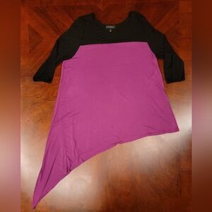 18/20 Lane Bryant Pink & Black Lightweight Asymmetric Knit Top